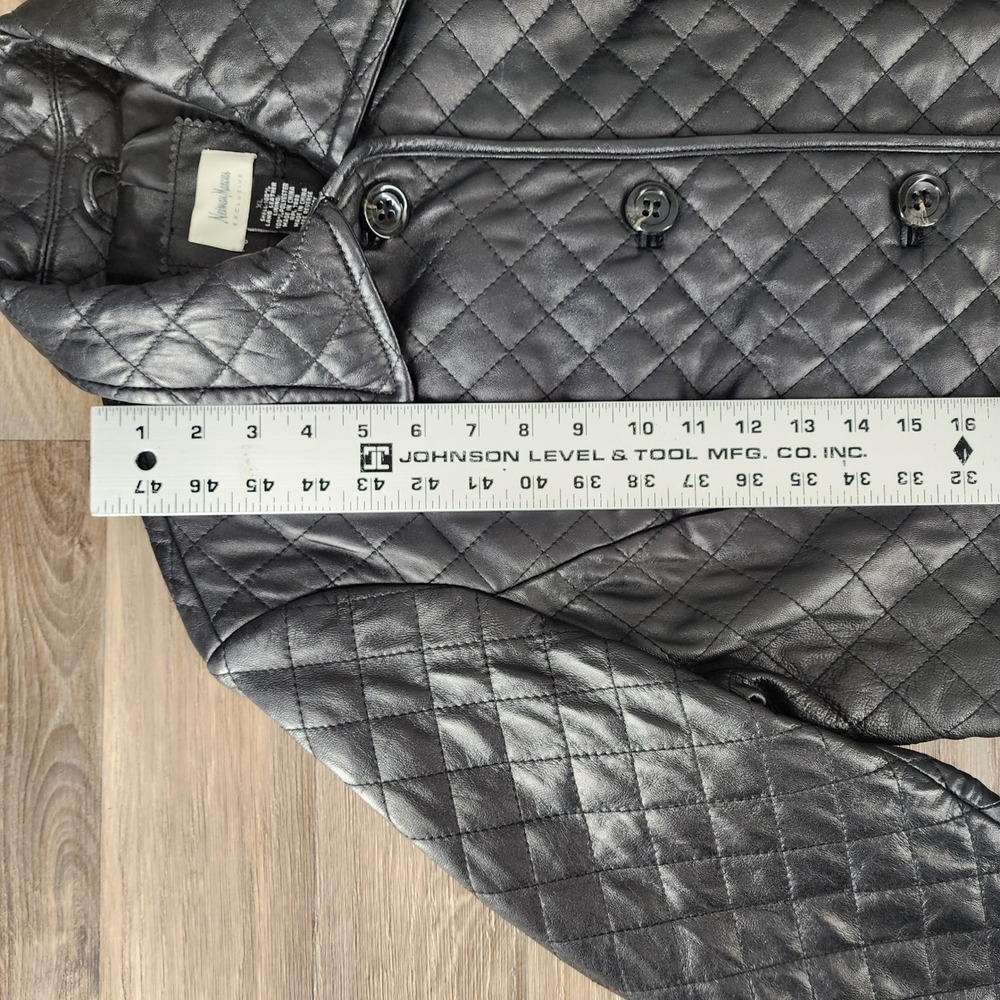 Neiman Marcus Exclusive Vintage Black Quilted Lamb Leather Jacket Coat Womens XL - Picture 6 of 12